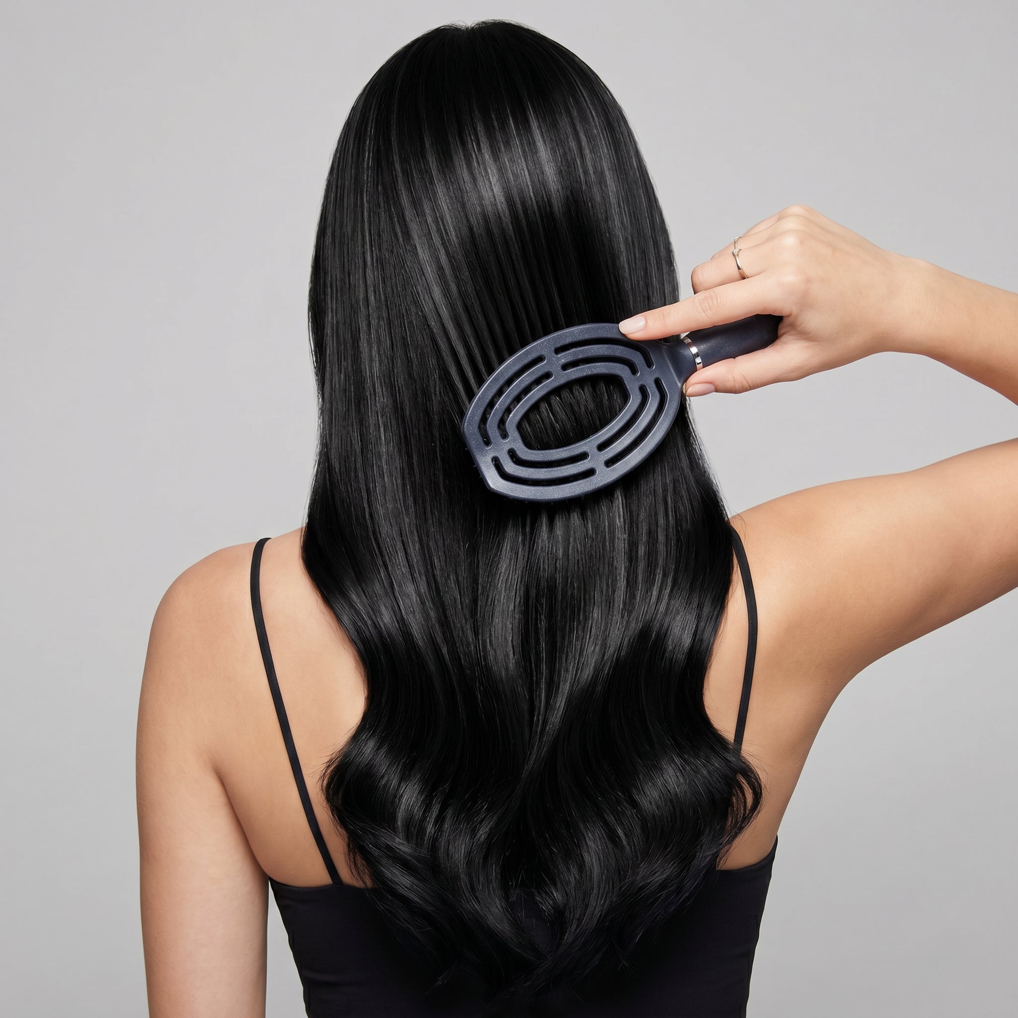 Brosse à cheveux thermique 2 en 1 écologique avec conception en spirale ventilée (marc de café)