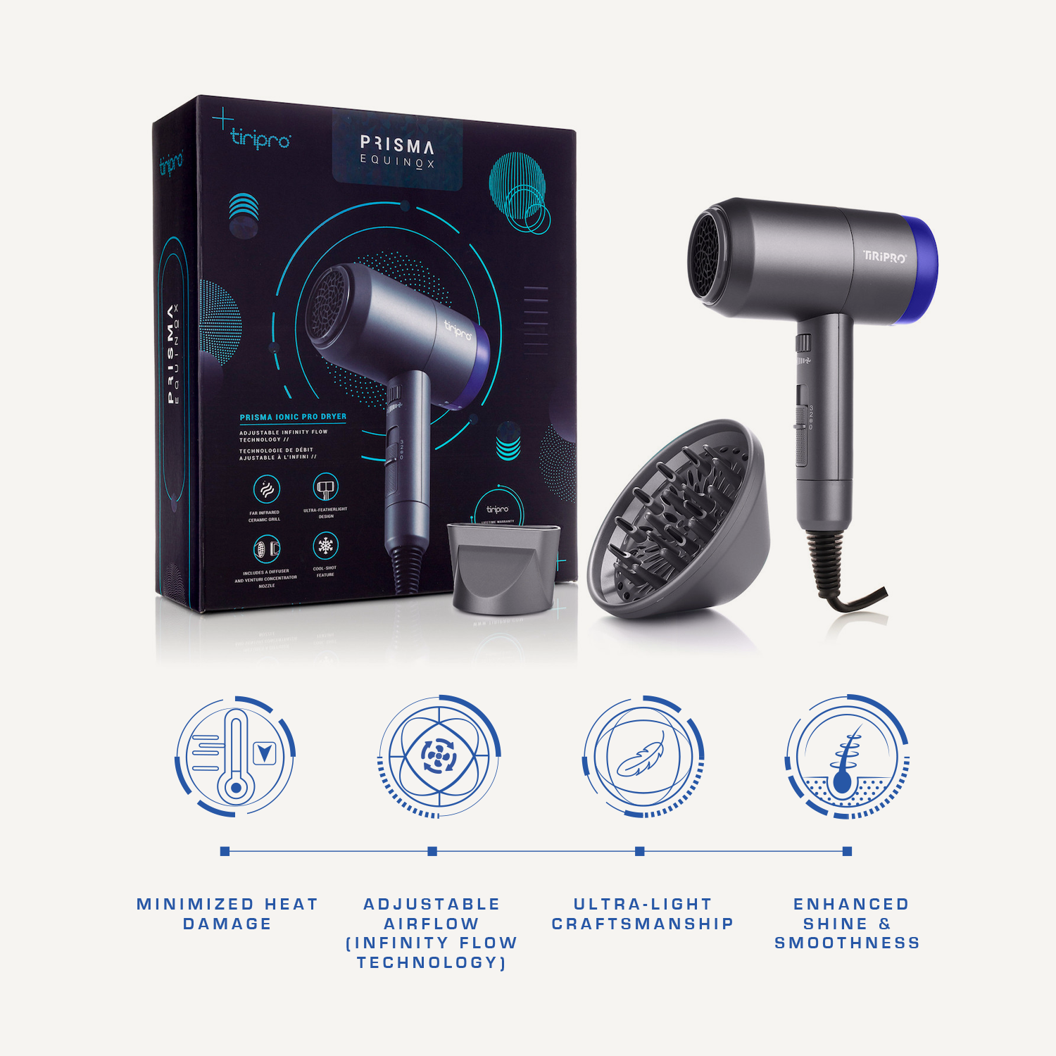 Prisma Pro Dryer with Adjustable Airflow Technology (Accessories Included)