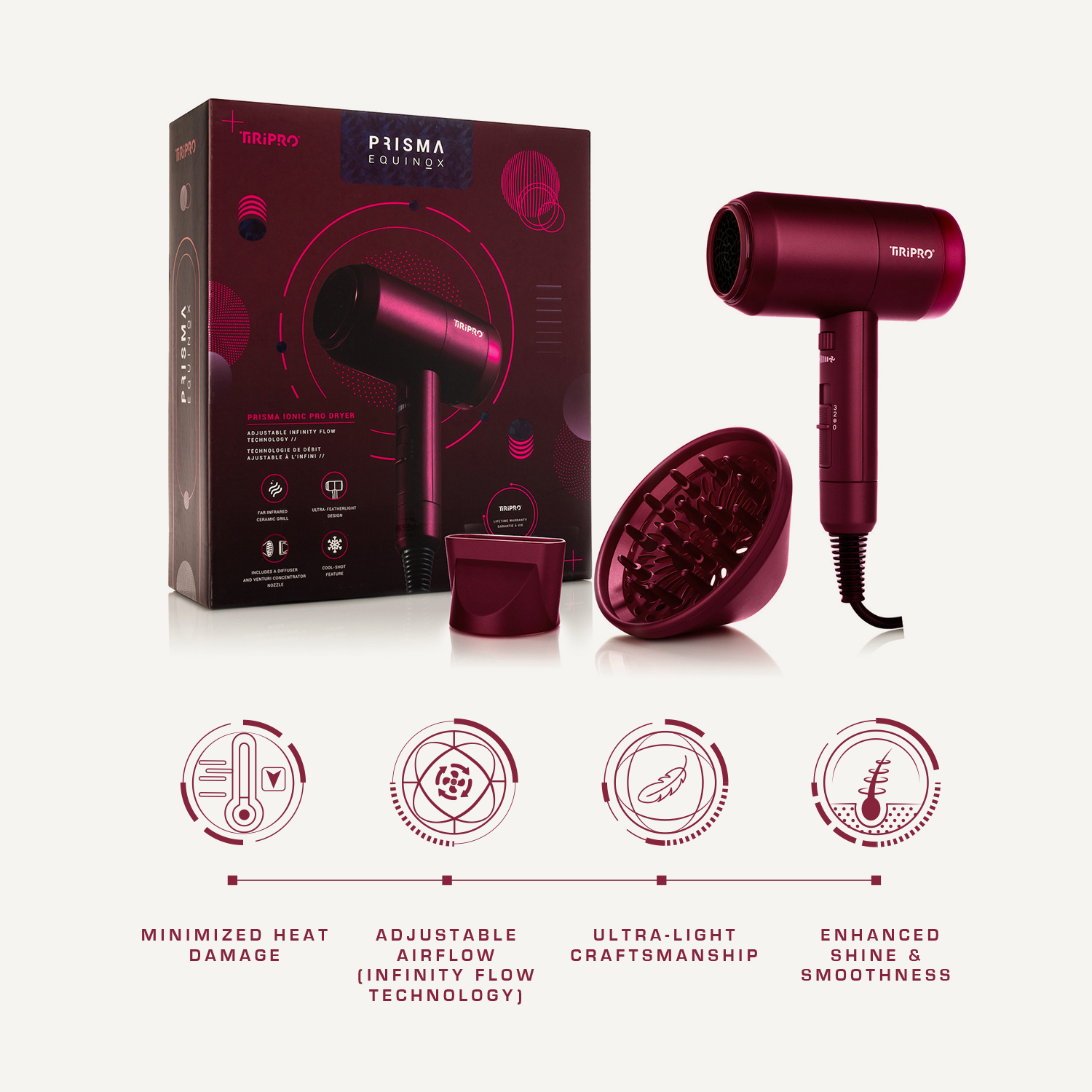 Prisma Pro Dryer with Adjustable Airflow Technology (Accessories Included)