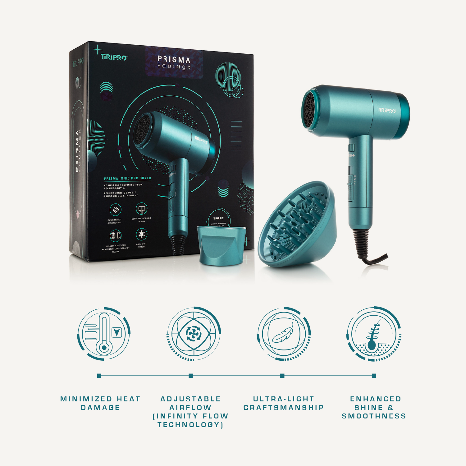 Prisma Pro Dryer with Adjustable Airflow Technology (Accessories Included)