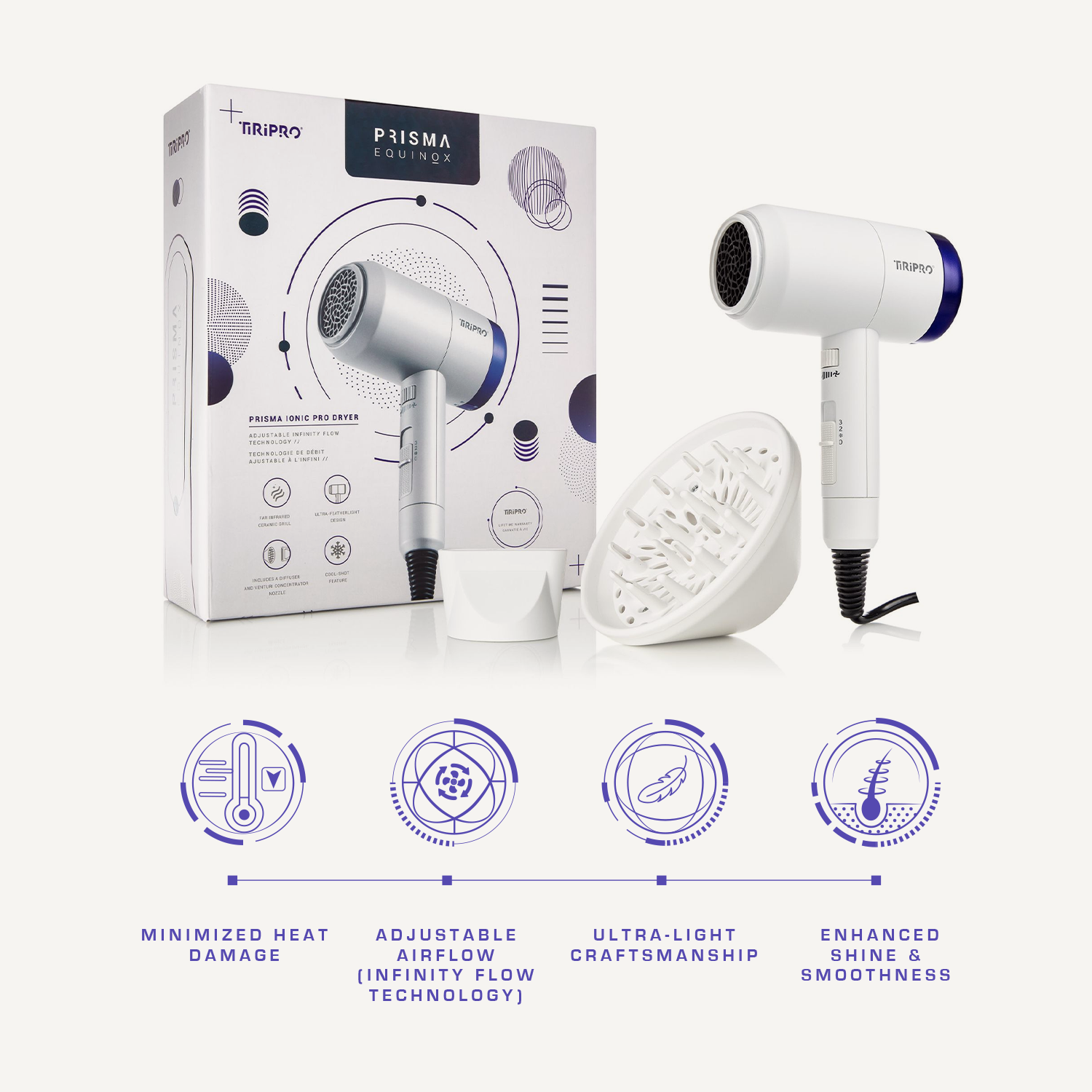 Prisma Pro Dryer with Adjustable Airflow Technology (Accessories Included)