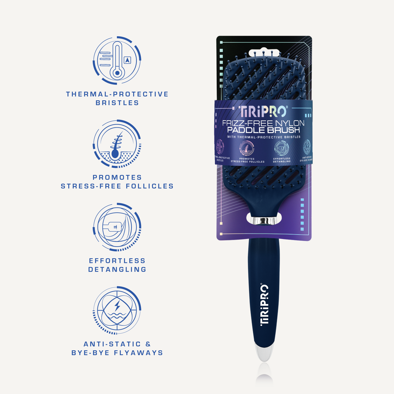 Brosse à palette en nylon démêlante sans frisottis