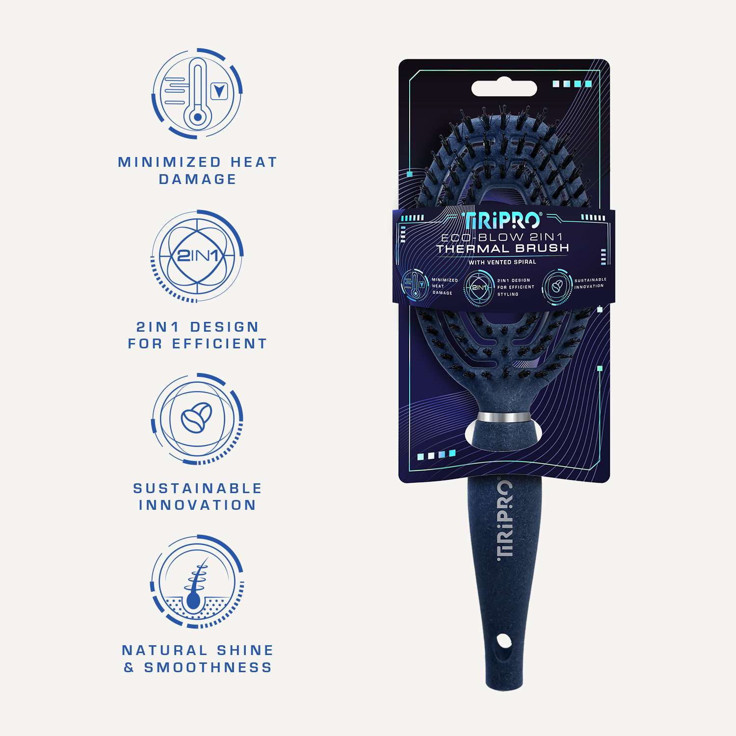 Eco-Friendly 2in1 Thermal Hair Brush with Vented Spiral Design (Coffee Grounds) COMING SOON