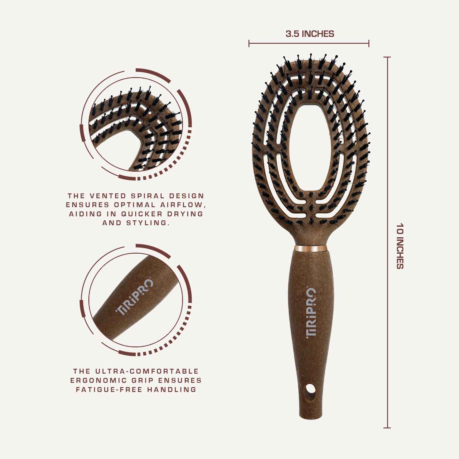 Eco-Friendly 2in1 Thermal Hair Brush with Vented Spiral Design (Coffee Grounds) COMING SOON