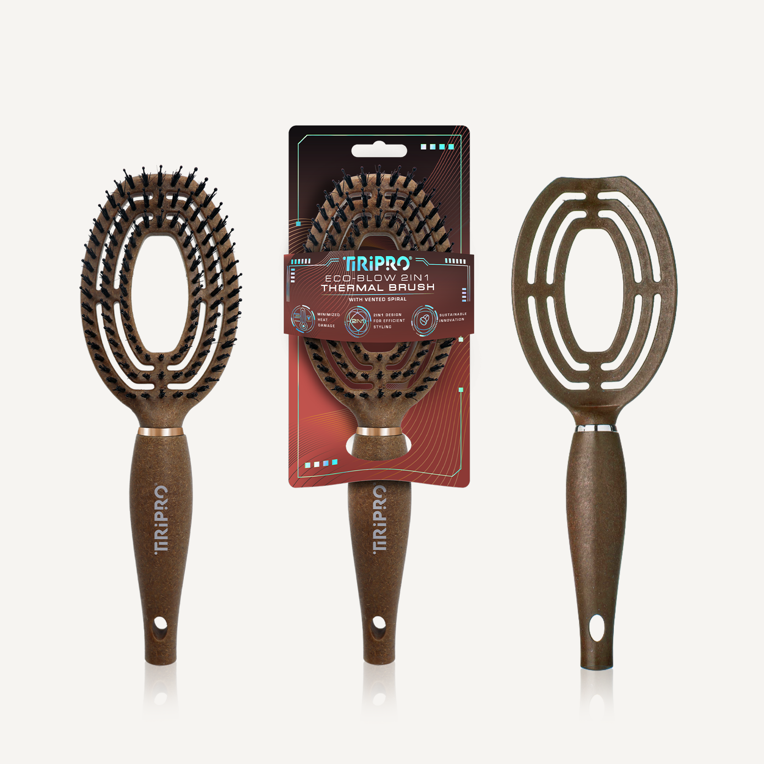 Eco-Friendly 2in1 Thermal Hair Brush with Vented Spiral Design (Coffee Grounds) COMING SOON