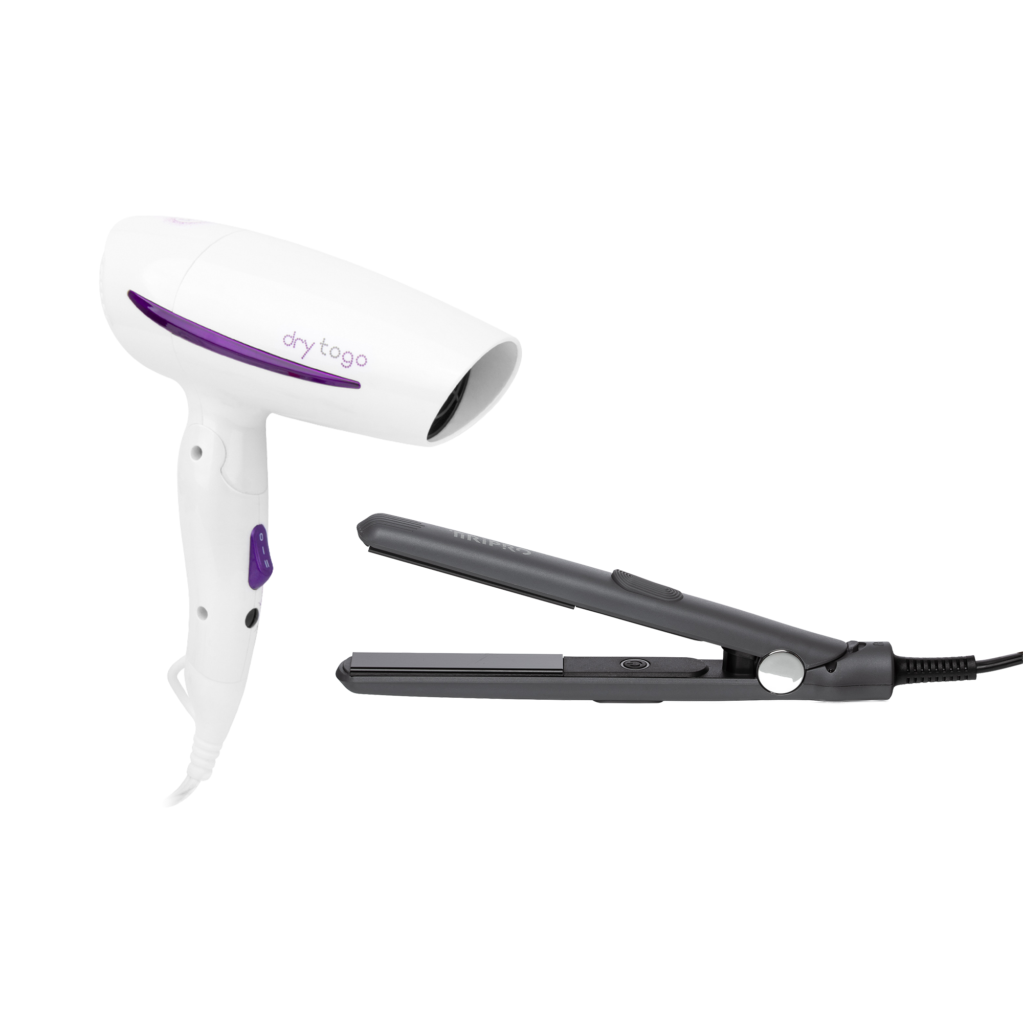 TIRI PRO "TO-GO" Travel Styling Duo | Foldable 1200W Travel Dryer + Compact Flat Iron