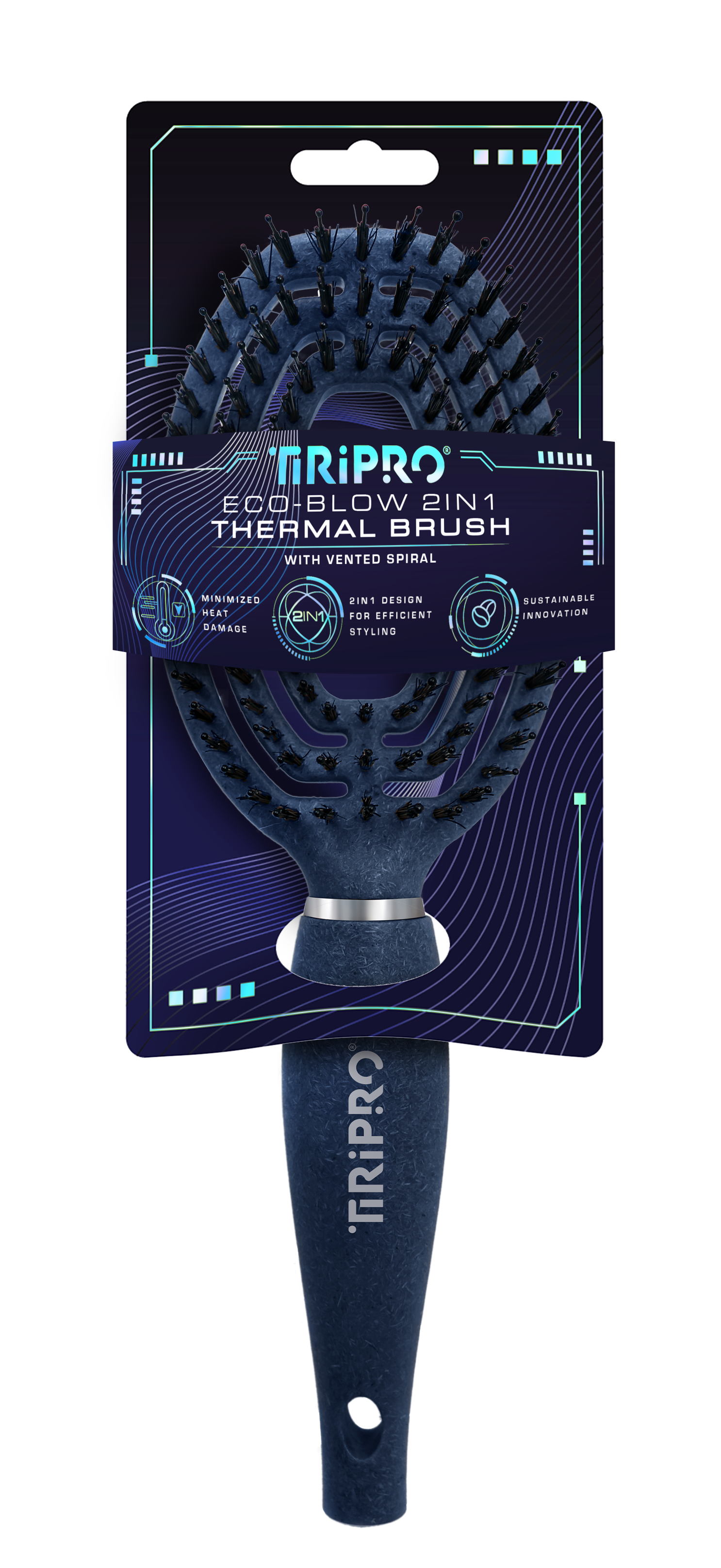 "Eco Blowout" Styling Set | Prisma Pro Ionic Dryer, Eco Thermal Vented Brush & Rice-Hull Wide-Tooth Comb
