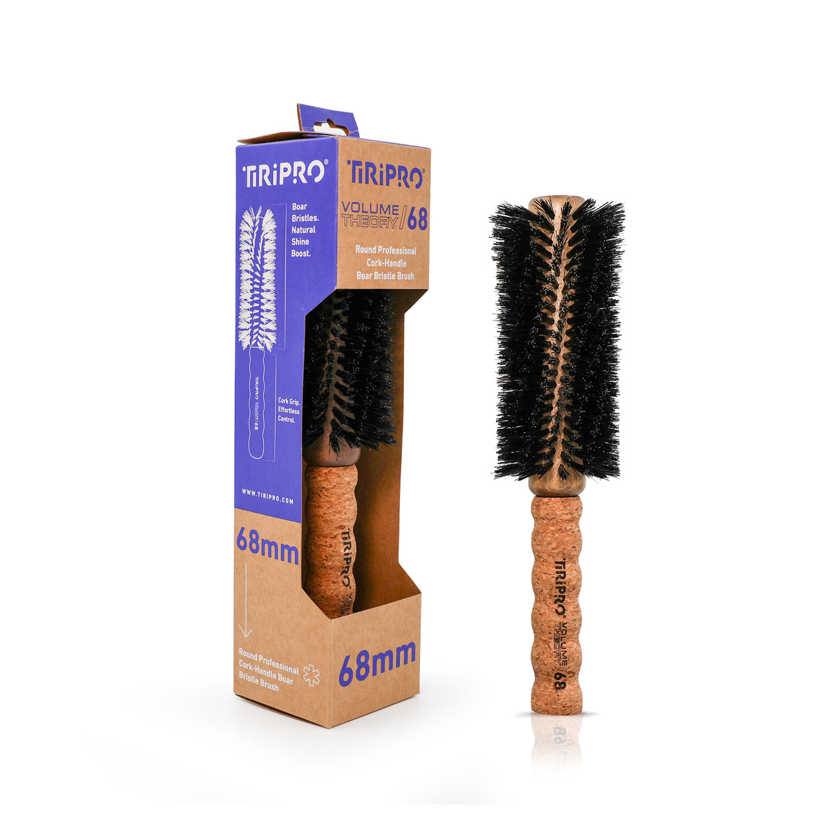 Volume Theory Round Professional Cork-Handle Boar Bristle Brush