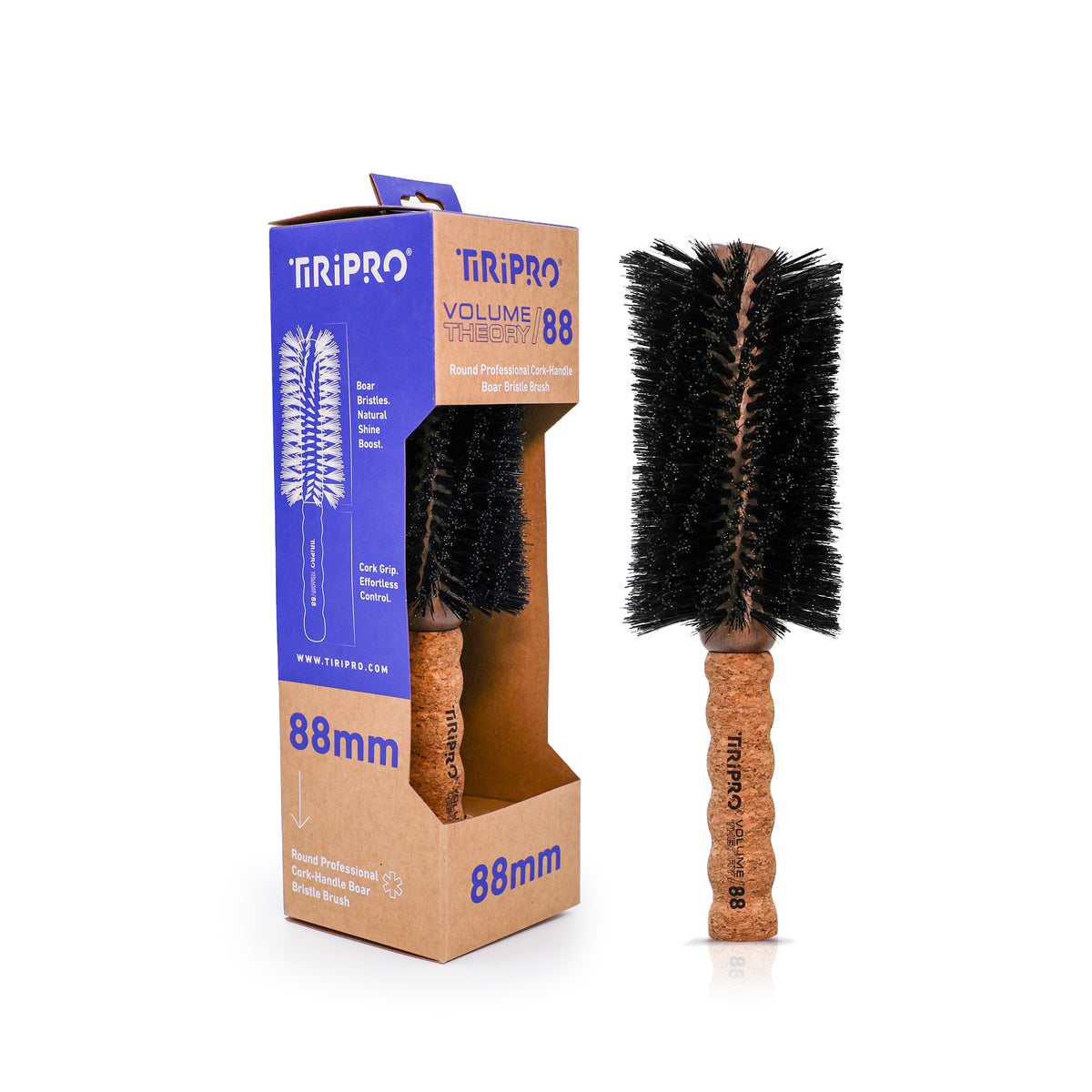 Volume Theory Round Professional Cork-Handle Boar Bristle Brush