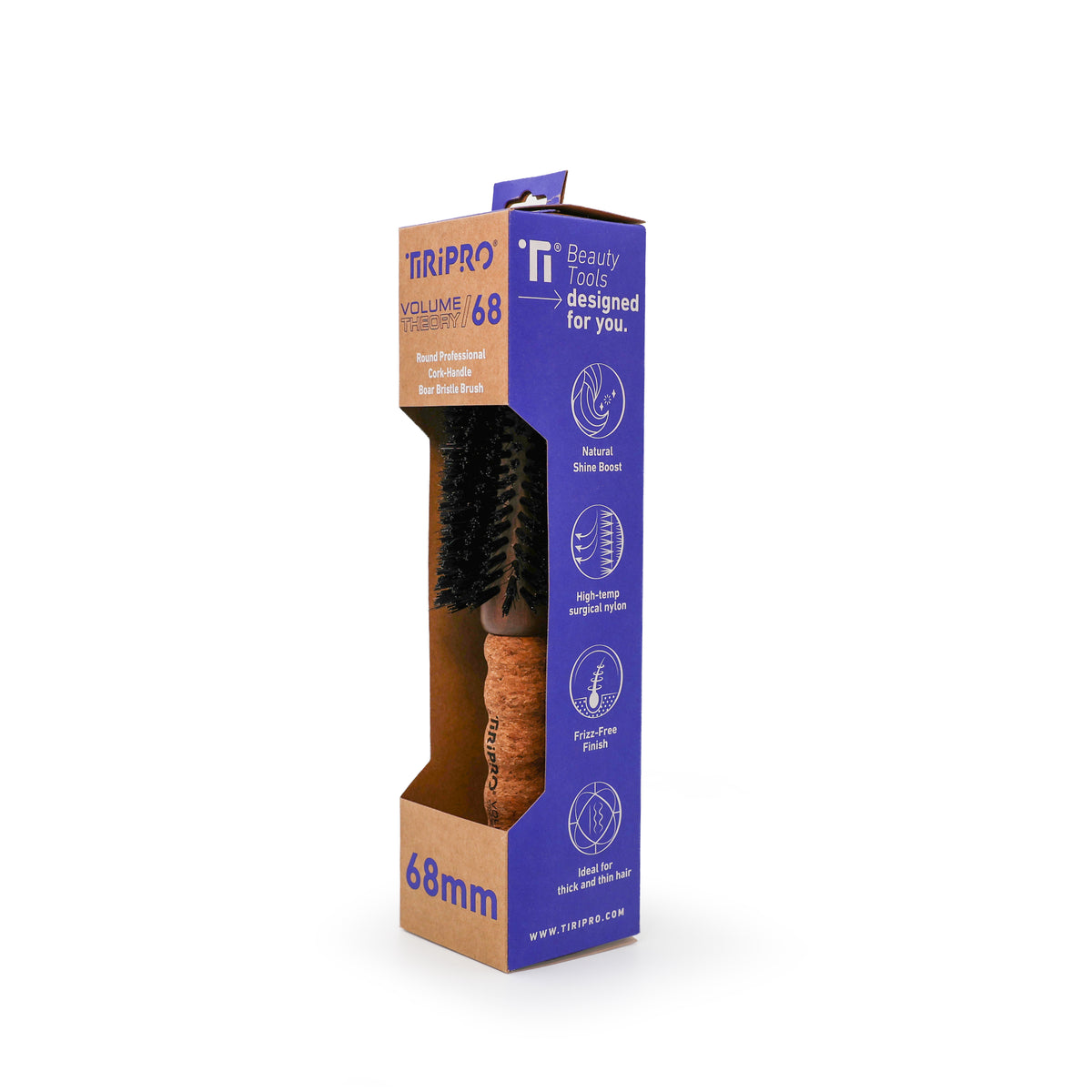 Volume Theory Round Professional Cork-Handle Boar Bristle Brush