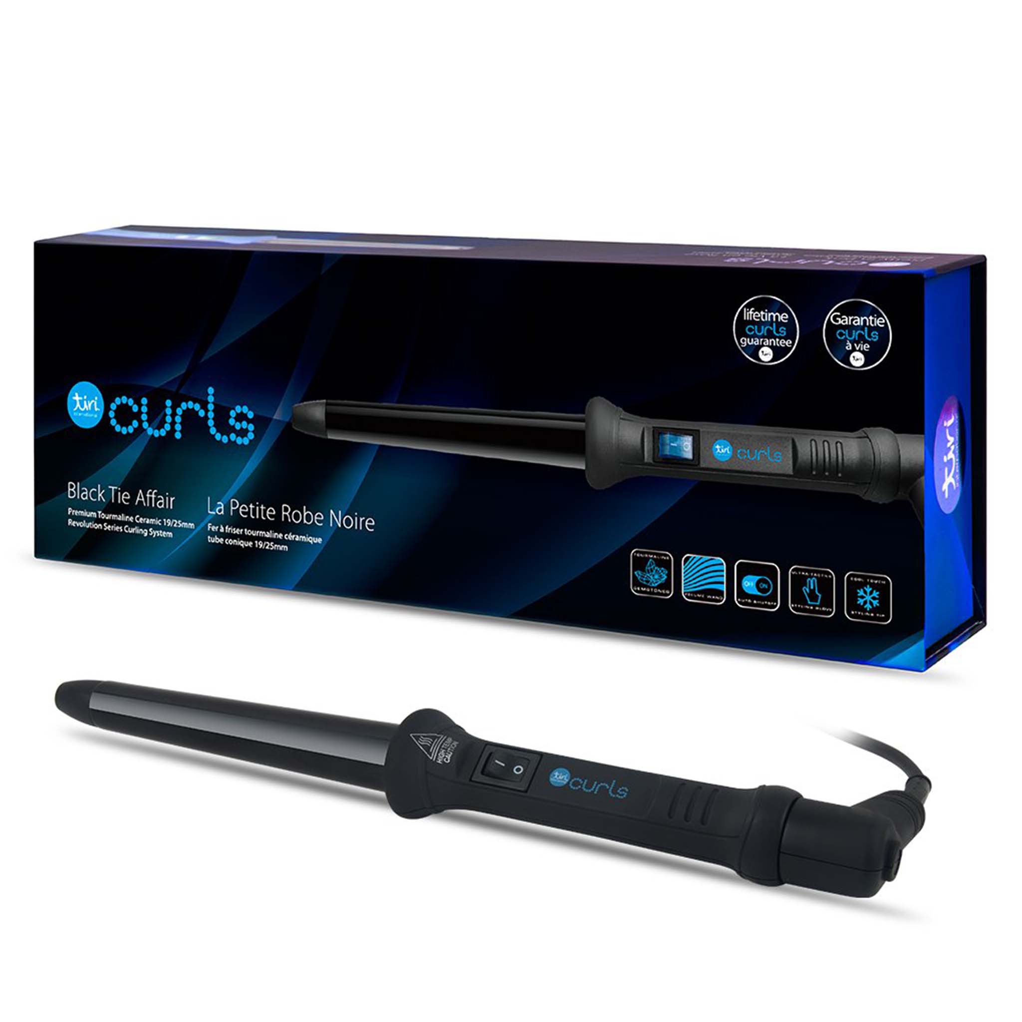 19mm/25mm Clipless Curling Iron w/ Heat Glove Included - Pretty in Blue